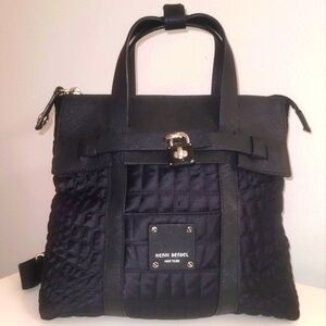 Henri Bendel Black Quilted Backpack converts to crossbody